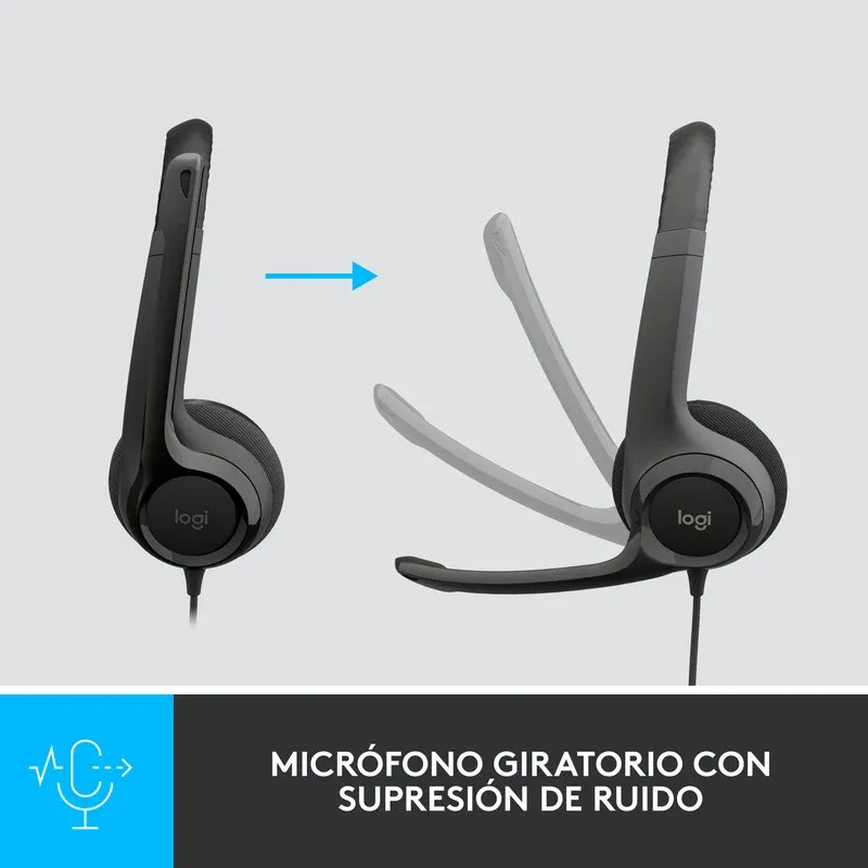 Micrófono abatible con supresión de ruido de diadema Logitech H390