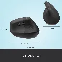Mouse Logitech Lift Vertical Ergo Inalámbrico Grafito-Dimensiones.webp