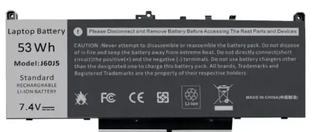 [J60J5] Repuesto Batería Li-Ion Homologada 7.4V,  7200mAh para Dell Latitud 7470-7270