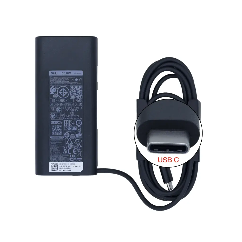 Cargador Dell HA65NM190 Tipo C 65w 5V/3A 9V/3.0A 15V/3.0A 20V/3.25A 110-240