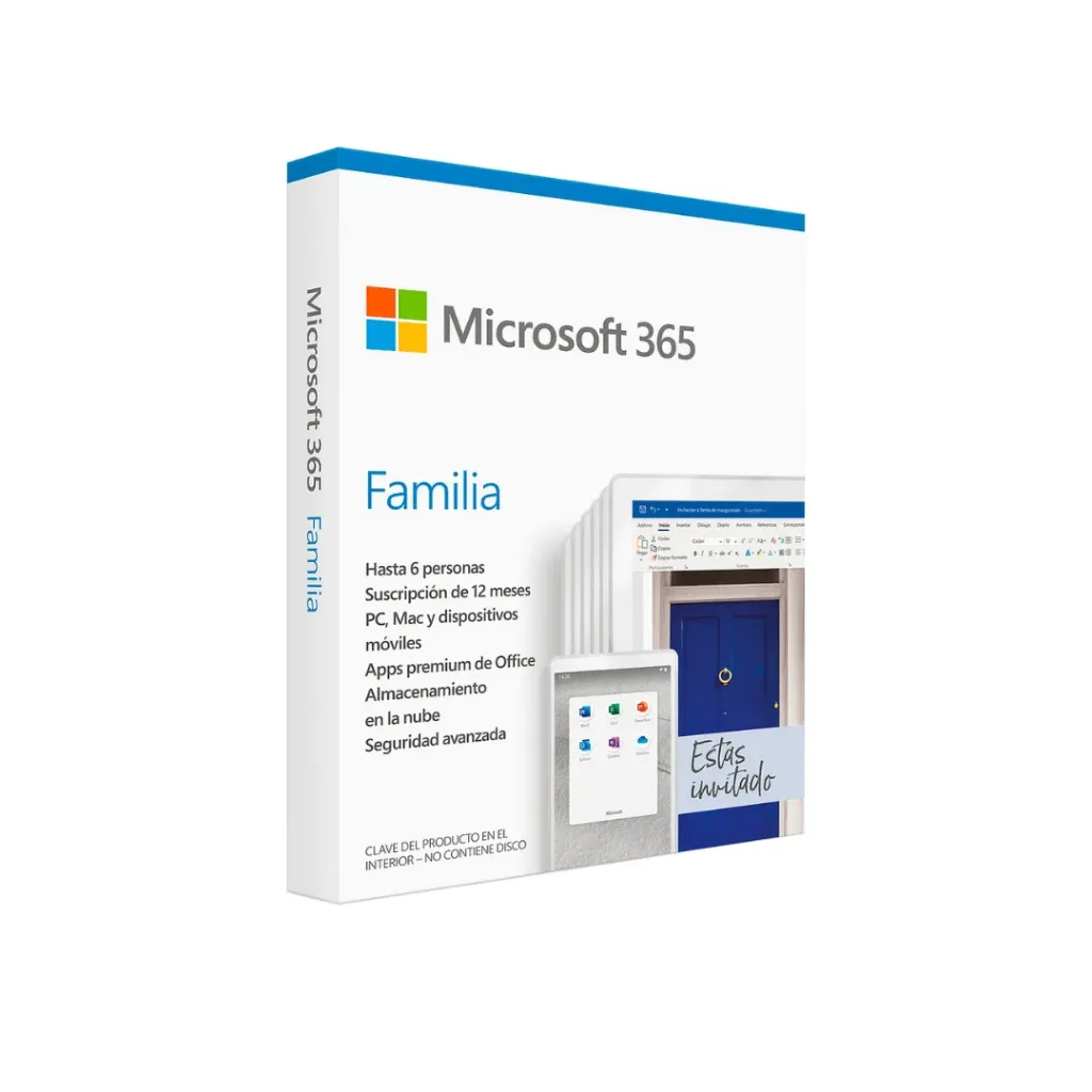 [6GQ-00088] Servicio Licencia ESD Microsoft 365 Familia (1 a 6 Personas) -Versión de escritorio Aplicaciones (Word, Excel, PowerPoint y Outlook, Access, Publisher), Forms, Clipchamp, OneNote, 1TB OneDrive, Teams,  Buzón 50GB. 1 Año (copia)
